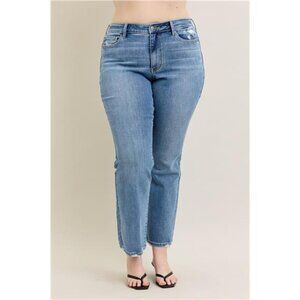 Judy Blue Full Size Mid Rise Wash Destroy Hem Bootcut Jeans Plus Size
